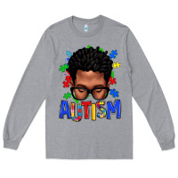 Heather Grey autism afro man Long Sleeve Tee - texasbilliewilder