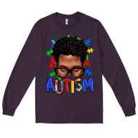 Plum autism afro man Long Sleeve Tee - texasbilliewilder