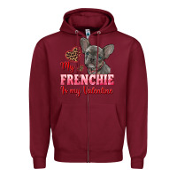 Burgundy my frenchie is my valentine Zipper Hoodie - RanaPortraitStore