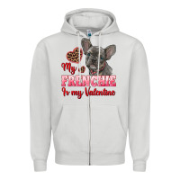 Dove Grey my frenchie is my valentine Zipper Hoodie - RanaPortraitStore