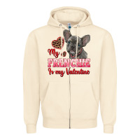 Sandshell my frenchie is my valentine Zipper Hoodie - RanaPortraitStore