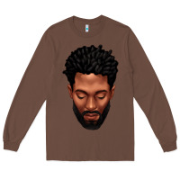 Chestnut bearded black man portrait Long Sleeve Tee - texasbilliewilder