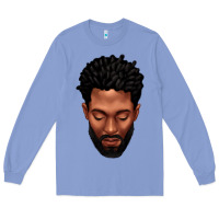 Colony Blue bearded black man portrait Long Sleeve Tee - texasbilliewilder