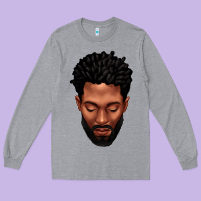Bearded Black Man Portrait Long Sleeve Tee Designed By Texasbilliewilder