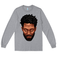 Heather Grey bearded black man portrait Long Sleeve Tee - texasbilliewilder