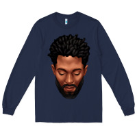 Navy bearded black man portrait Long Sleeve Tee - texasbilliewilder