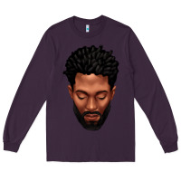 Plum bearded black man portrait Long Sleeve Tee - texasbilliewilder