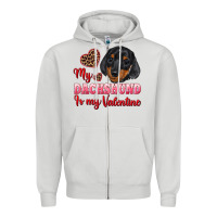 Dove Grey my dachshund is my valentine Zipper Hoodie - RanaPortraitStore