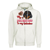 Oatmeal Heather my dachshund is my valentine Zipper Hoodie - RanaPortraitStore