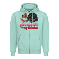 Seafoam my dachshund is my valentine Zipper Hoodie - RanaPortraitStore