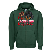 Sports Green my dachshund is my valentine Zipper Hoodie - RanaPortraitStore