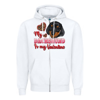 White my dachshund is my valentine Zipper Hoodie - RanaPortraitStore