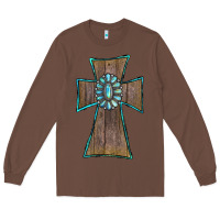 Chestnut Wood Turquoise Gemstone Cross Long Sleeve Tee - RanaPortraitStore