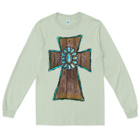 Matcha Wood Turquoise Gemstone Cross Long Sleeve Tee - RanaPortraitStore