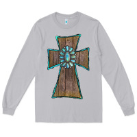 Moon Dust Wood Turquoise Gemstone Cross Long Sleeve Tee - RanaPortraitStore