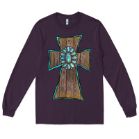 Plum Wood Turquoise Gemstone Cross Long Sleeve Tee - RanaPortraitStore
