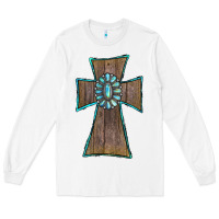 White Wood Turquoise Gemstone Cross Long Sleeve Tee - RanaPortraitStore
