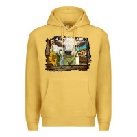 Antique Gold charolais heifer with western background Premium Hoodie - LillyAllenDesigns