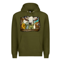 Army Green charolais heifer with western background Premium Hoodie - LillyAllenDesigns