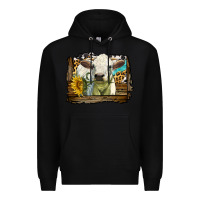 Black charolais heifer with western background Premium Hoodie - LillyAllenDesigns