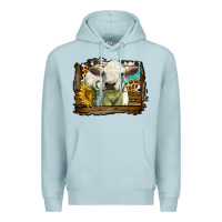 Blue Mist charolais heifer with western background Premium Hoodie - LillyAllenDesigns