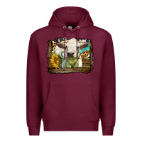 Burgundy charolais heifer with western background Premium Hoodie - LillyAllenDesigns