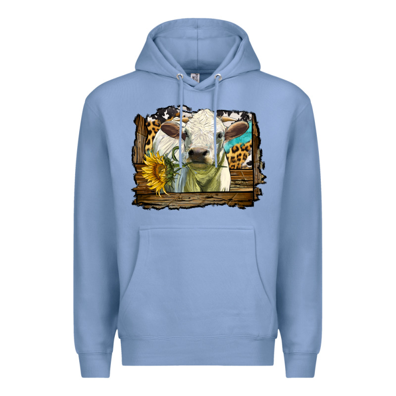 Charolais Heifer With Western Background Premium Hoodie by LillyAllenDesigns | Teevron