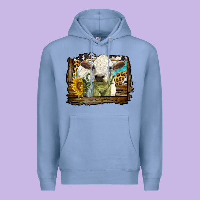 Charolais Heifer With Western Background Premium Hoodie Designed By Lillyallendesigns