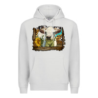 Dove Grey charolais heifer with western background Premium Hoodie - LillyAllenDesigns
