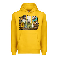 Lemon charolais heifer with western background Premium Hoodie - LillyAllenDesigns