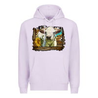 Lilac charolais heifer with western background Premium Hoodie - LillyAllenDesigns