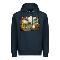Navy charolais heifer with western background Premium Hoodie - LillyAllenDesigns