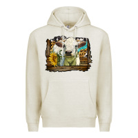 Oatmeal Heather charolais heifer with western background Premium Hoodie - LillyAllenDesigns