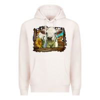 Pale Pink charolais heifer with western background Premium Hoodie - LillyAllenDesigns