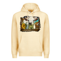Pina Colada charolais heifer with western background Premium Hoodie - LillyAllenDesigns