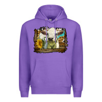 Purple charolais heifer with western background Premium Hoodie - LillyAllenDesigns