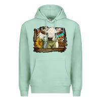Seafoam charolais heifer with western background Premium Hoodie - LillyAllenDesigns