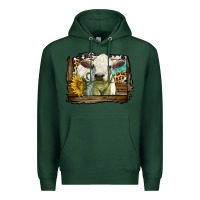 Sports Green charolais heifer with western background Premium Hoodie - LillyAllenDesigns