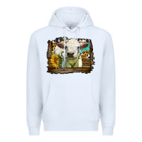 White charolais heifer with western background Premium Hoodie - LillyAllenDesigns