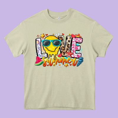 Love Summer Heavy Core Tee Designed By Cowhidedigitalart