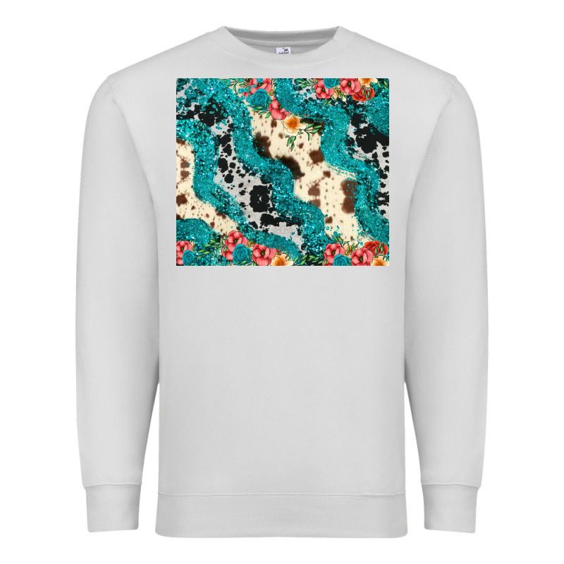 Turquoise Glitter Cowhide Premium Sweatshirt by JahusDesignShop | Teevron