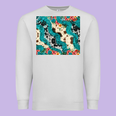 Turquoise Glitter Cowhide Premium Sweatshirt Designed By Jahusdesignshop