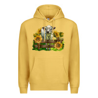 Antique Gold charolais heifer with sunflowers Premium Hoodie - LillyAllenDesigns