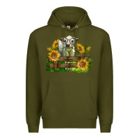 Army Green charolais heifer with sunflowers Premium Hoodie - LillyAllenDesigns
