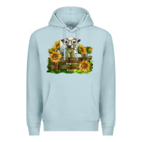 Blue Mist charolais heifer with sunflowers Premium Hoodie - LillyAllenDesigns