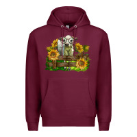 Burgundy charolais heifer with sunflowers Premium Hoodie - LillyAllenDesigns