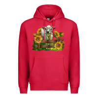 Cardinal charolais heifer with sunflowers Premium Hoodie - LillyAllenDesigns