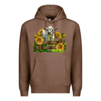 Chestnut charolais heifer with sunflowers Premium Hoodie - LillyAllenDesigns