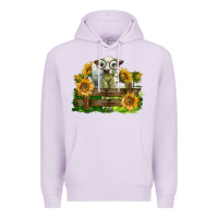 Lilac charolais heifer with sunflowers Premium Hoodie - LillyAllenDesigns