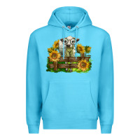 Ocean Blue charolais heifer with sunflowers Premium Hoodie - LillyAllenDesigns